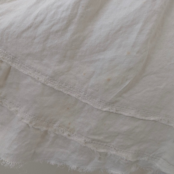 Linen Le Chateau Midi Skirt Asymmetrical White High Low Tiered Frayed Distressed - Picture 10 of 10